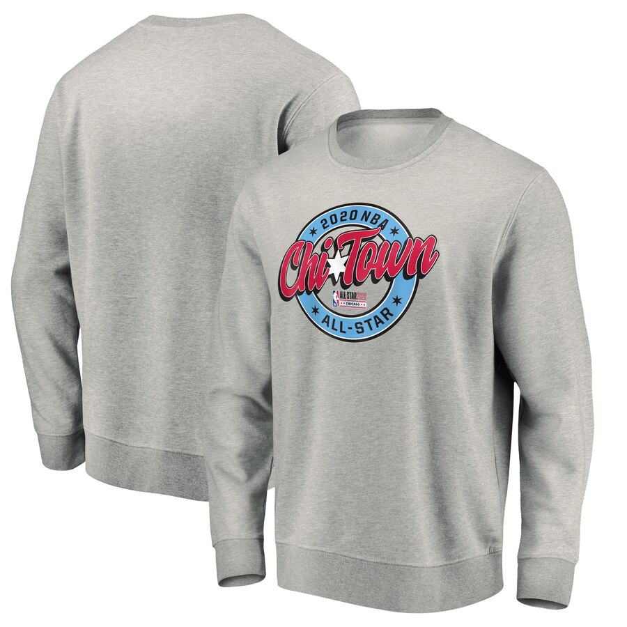 Men Fanatics Branded 2020 NBA AllStar Game Shooting Stars Pullover Sweatshirt  Heather Gray->more jerseys->NBA Jersey